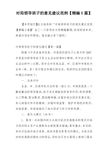 对局领导班子的意见建议范例【精编5篇】