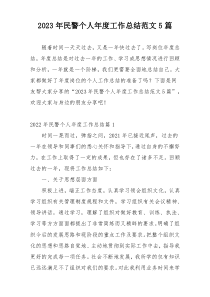 2023年民警个人年度工作总结范文5篇