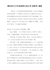 报社实习工作总结范文怎么写【参考4篇】