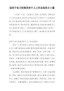 适用于实习收银员的个人工作总结范文5篇