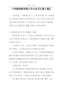 小学教师新学期工作计划【汇集5篇】