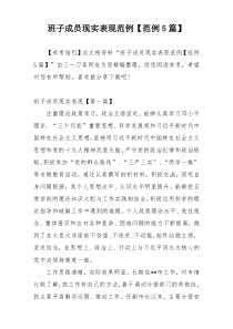 班子成员现实表现范例【范例5篇】