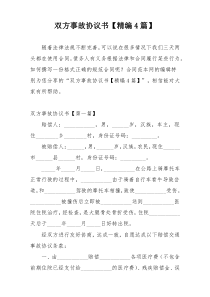 双方事故协议书【精编4篇】