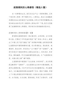 疫情期间的心得感悟（精选5篇）
