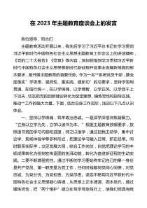 在2023年主题教育座谈会上的发言