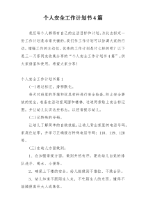 个人安全工作计划书4篇