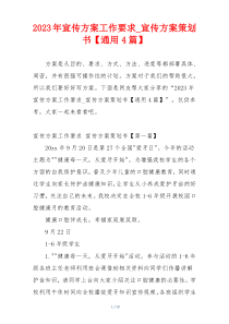 2023年宣传方案工作要求_宣传方案策划书【通用4篇】