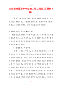 安全隐患排查专项整治工作总结范文【最新4篇】