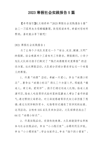 2023寒假社会实践报告5篇