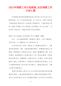 2023年残联工作计划段落_社区残联工作计划4篇