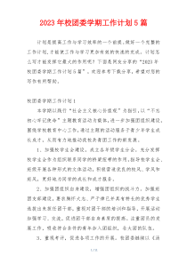 2023年校团委学期工作计划5篇