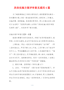具体实施方案评审意见通用4篇
