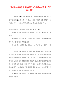 “加快构建新发展格局”心得体会范文【汇编4篇】