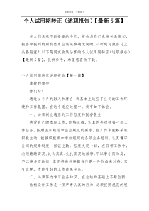 个人试用期转正（述职报告）【最新5篇】