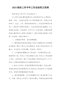 2023综治工作半年工作总结范文范例