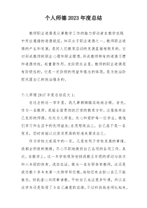 个人师德2023年度总结