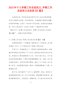 2023年个人学期工作总结范文_学期工作总结范文及收获【5篇】