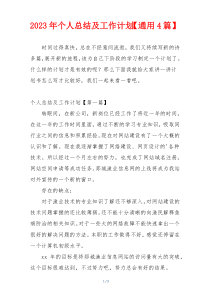 2023年个人总结及工作计划【通用4篇】