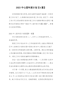 2023中心园年度计划【4篇】