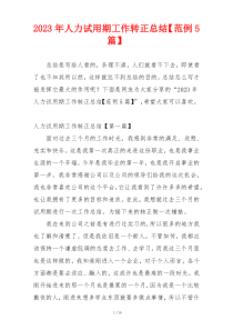 2023年人力试用期工作转正总结【范例5篇】