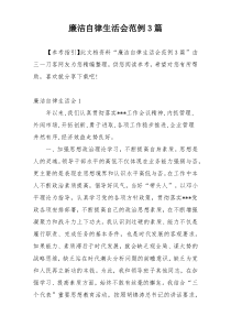 廉洁自律生活会范例3篇