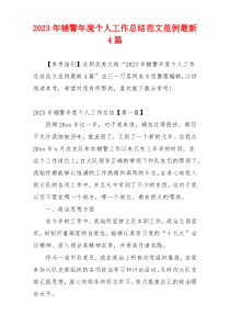 2023年辅警年度个人工作总结范文范例最新4篇