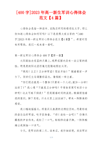 [400字]2023年高一新生军训心得体会范文【4篇】