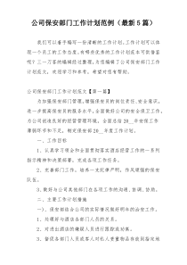 公司保安部门工作计划范例（最新5篇）