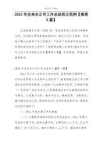 2023年自来水公司工作总结范文范例【推荐5篇】
