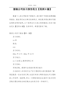 服装公司实习报告范文【范例8篇】