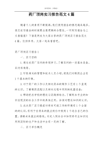 药厂顶岗实习报告范文4篇