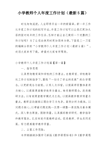 小学教师个人年度工作计划（最新5篇）