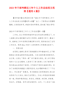 2023年干部考察近三年个人工作总结范文范例【通用4篇】