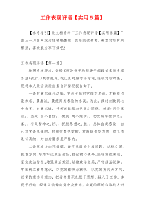 工作表现评语【实用5篇】