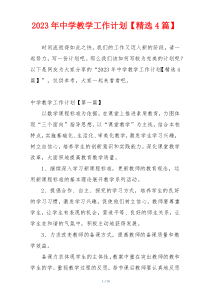 2023年中学教学工作计划【精选4篇】