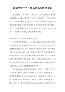 培训年终个人工作总结范文通用4篇