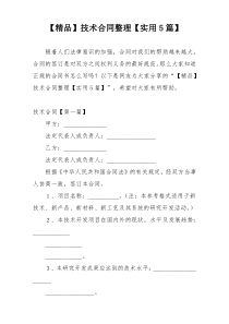 【精品】技术合同整理【实用5篇】