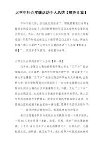 大学生社会实践活动个人总结【推荐5篇】