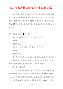 2023年资产转让合同文本【实用4篇】