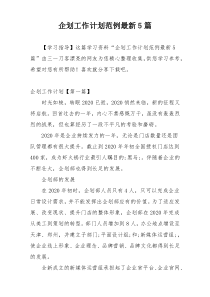 企划工作计划范例最新5篇