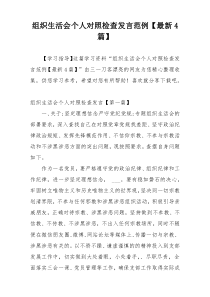 组织生活会个人对照检查发言范例【最新4篇】
