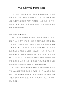 半月工作计划【精编5篇】