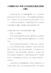 小学教师2023年终工作总结范文报告【范例4篇】