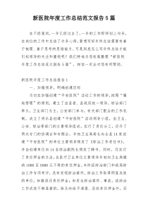 新医院年度工作总结范文报告5篇