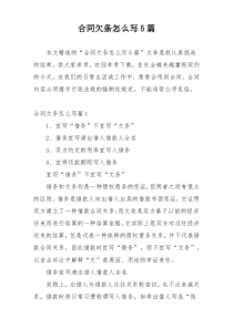 合同欠条怎么写5篇