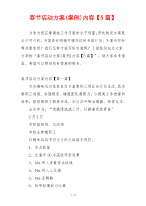 春节活动方案(案例)内容【5篇】