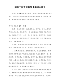 领导工作表现集聚【实用8篇】