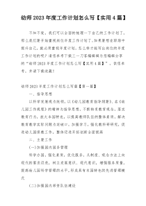 幼师2023年度工作计划怎么写【实用4篇】