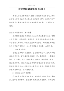 企业尽职调查报告（5篇）