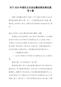 关于2023年度民主生活会整改落实情况通用4篇